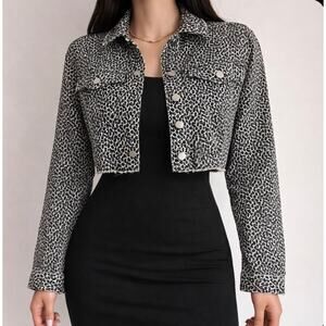 New with Tags T.D.C. Animal Print Cheetah Corduroy Cropped Jacket S/P Midriff